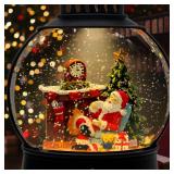 FACTORY SEALED - AOMIL Christmas Snow Globe Lantern with Music & Timer - USB/Battery Operated LED Glittering Globe, Snow Globe Decor for Home Holiday (Santa Claus)