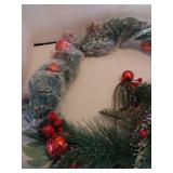 FACTORY SEALED - 6ft Artificial Pine Christmas Garland with Red Ornaments