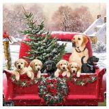 APPEARS NEW - Christmas Truck Stamped Cross Stitch Kits - Dog Counted Cross Stitch Kits for Beginners Adults Needlepoint Cross-Stitch Patterns Dimensions Needlecrafts Embroidery Kits Arts and Crafts