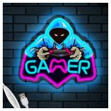 FACTORY SEALED - Gamer Neon Sign, Game Room Zone USB Gaming On Gamepad Shaped Dimmable Led Controller Light UP for Wall, Bedroom, Man Cave, Party Decor Gift for Boys, Teens, Men, Kids (Gamer)