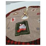 FACTORY SEALED - Christmas Tree Skirt with Snowman and Plaid Trim 24in
