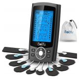 FACTORY SEALED - Belifu Dual Channel TENS EMS Unit 24 Modes Muscle Stimulator for Pain Relief Therapy, Electronic Pulse Massager Muscle Massager with 10 Pads, Dust-Proof Drawstring Storage Bag, Fasten