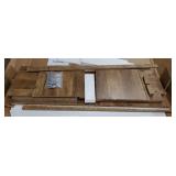 Farmhouse TV Stand, Wood Grooved Door Entertainment Center with Storage Cabinets and Open Shelves, Rustic Media Console up to 55 inches for Living Room, Bedroom, Grey Wash.  Damage Found. SEE Last 3 P