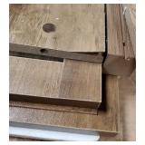 Farmhouse TV Stand, Wood Grooved Door Entertainment Center with Storage Cabinets and Open Shelves, Rustic Media Console up to 55 inches for Living Room, Bedroom, Grey Wash.  Damage Found. SEE Last 3 P