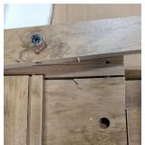 Farmhouse TV Stand, Wood Grooved Door Entertainment Center with Storage Cabinets and Open Shelves, Rustic Media Console up to 55 inches for Living Room, Bedroom, Grey Wash.  Damage Found. SEE Last 3 P