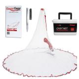 Cast Net | Zinc Iron, 3ft Radius, 3/8 inch Mesh for Freshwater and Saltwater Bait Fish | Professional Grade and Upgraded Material | Throw Style - Retail: $22