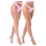 2 Style Mesh Pink Fishnet Stockings Tights High Waist Pantyhose Fishnets Tights for Women - Retail: $9