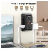 Outlet Extender Surge Protector - 6 Outlet Splitter with 4 USB Ports (2 USB C), Multiple Plug Expander Wall Charger, 3 Sided Multi Plug Wall Adapter Power Strip for Home Office Kitchen Travel - Retail