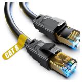 Cat 8 Ethernet Cable, Heavy Duty High Speed Internet Network Cable, Multiple Size Options, 26AWG, 2000MHz 40Gbps with Gold Plated RJ45 Connectors, Shielded for Indoor & Outdoor Use, 6FT - Retail: $9