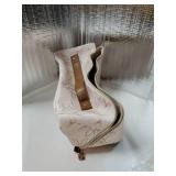 Travel Makeup Bag, Large Capacity Cosmetic Bags for Women, Waterproof Portable Pouch Open Flat Toiletry Bag Pattern Makeup Bag (F-Beige-Large) - Retail: $37