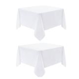 2 Pack Square Table Cloth 48X48 Inch White Washable Fabric Tablecloth Polyester Solid Dining Table Cover for Birthday Party Dinner Holiday Outdoor Indoor - Retail: $17