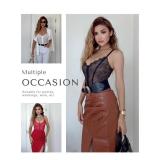 Lace Bodysuit for Women Tummy Control Shapewear Backless Body Suits Thongs with 3 Hook Eyes Black Large - Retail: $43