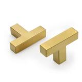 10 Pack Gold Cabinet Knobs Brushed Brass Kitchen Drawer Knobs - LSJ12GD Single Hole Square Cupboard Bathroom Door Knobs Gold Cabinet Pulls Hardware Brushed Gold Knobs 2in/50mm Overall length - Retail: