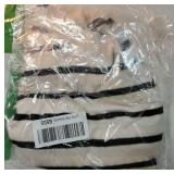 Short Sleeve Sweater for Women 2025 Trendy Crewneck Tops Casual Black Striped Blouse Puff Sleeve Fall Clothing Color Block Knitted Shirts Casual Business Outfits for Outgoing Large - Retail: $20