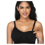 4Pack Nursing Bra for Breastfeeding Maternity Bras Push Up Silk Seamless Pregnancy Bralette Underwear Black Beige Rosered Blue XX-Large - Retail: $30