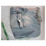 Sexy Baggy Sparkly Jeans for Women Cutout Pearl Bedazzled Stretch Cargo Denim Pants with Multi Pockets, LARGE. - Retail: $45