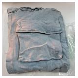 Sexy Baggy Sparkly Jeans for Women Cutout Pearl Bedazzled Stretch Cargo Denim Pants with Multi Pockets, LARGE. - Retail: $45