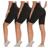 3 Pack Biker Shorts for Women â 8/5"/3" High Waisted Tummy Control Workout Yoga Running Athletic Shorts - Retail: $20"