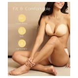 Adhesive Bra Strapless Sticky Invisible Push up Silicone Bra for Backless Dress with Nipple Covers Nude(B Cup) - Retail: $25