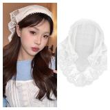 Hair Scarf Headband for Women Girls White Lace Head Kerchief Headband Soft Head Coverings Boho Triangle Bandana Turban Fashion Non Slip Scarves Accessories for Hair Styling Decor - Retail: $8