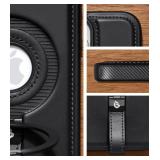 iPhone 16 Case Leather | iPhone 16 Leather Case with Stand | Compatible with MagSafe with Magnetic Ring Grip Holder (Black, IP 16-6.1inch) - Retail: $27