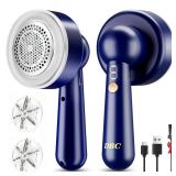 DBC Fabric Shaver and Lint Remover, Sweater Shaver with 3-Speeds and 6-Leaf Blades, 2hours runtime, 2 Replaceable Blades, Battery Operated, Remove Pilling, Furniture, Fuzz, Lint Ball - Blue - Retail: 