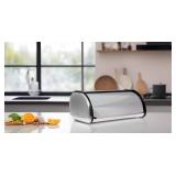 Stainless Steel Bread Box for kitchen, bread bin, bread storage Bread holder 16.5x10x8. DOOR is DENTED but still Functional. - Retail: $40