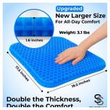 Super Large Gel Seat Cushion for Long Sitting - 18.5 x 17.5" - Breathable Cooling Design - Pressure Relief for Sciatica, Tailbone & Back - Office Chair, Wheelchair, Car & Truck Cushion - Retail: $40"