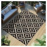 Outdoor Rug 6x9 ft Waterproof Reversible Patio Plastic Straw Rugs for Decor Clearance Outside Large RV Camping Area Carpet Mat for Porch Deck Balcony Pool Backyard Picnic Beach Camper Door - Retail: $