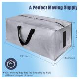12 Pack Large Strong Moving Bags with Zippers & Carrying Handles - Water-Resistant - Heavy Duty Storage Tote for Space Saving Moving Storage, Fold Flat, Alternative to Moving Box (Silver) - Retail: $5