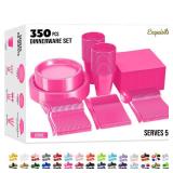 350 Pcs Cerise Plastic Plates For Party, Cerise Disposable Plates Set, 50 Of Each 9 Dinner Plate Set, 7" Dessert Plate, Cups, Napkins & Cutlery Plastic Dinnerware Exquisite - Retail: $43"