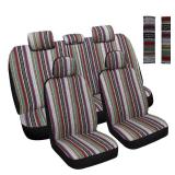 Baja Saddle Blanket Car Seat Covers Full Set with Seat Belt Pads, Washable Breathable Seat Covers for Cars, Universal Fit Interior Covers for Most Sedan Truck SUV, Airbag Compatible, Red - Retail: $34