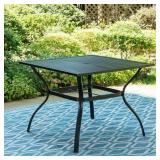 MF Studio 4-Person Patio Dining Table  37  Square Metal Table with Umbrella Hole  Black - Retail: $282