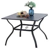 MF Studio 4-Person Patio Dining Table  37  Square Metal Table with Umbrella Hole  Black - Retail: $282