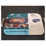 Char-Broil Deep Dish and Cutting Board Stainless Steel Heat-Resistant Grill Topper Black/Silver