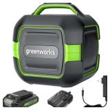 Greenworks 24V Bluetooth Speaker Kit  AC/DC Wireless Worksite Speaker  2Ah Battery and Charger Included - Retail: $299