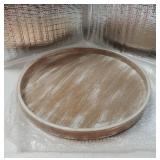 Decorative Coffee Table Tray: White Washed Wood Tray Round Rustic Wooden Trays Circle Farmhouse Centerpiece Candle Holder for Home Decor Ottoman Counter Display Living Room Organizer 12 - Retail: $20"