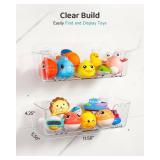 Bath Toy Storage Organizer 2 Pack, Transparent Bath Toy Holder with Drain Holes, Durable Plastic Bathtub Toy Storage for Bathroom, Quick-Dry Drainable Shower Caddy, Easy to Clean and Install - Retail: