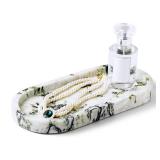 Natural Marble Vanity Tray Luxury Oval Stone Trays for Jewelry Perfume Candle, Calcutta Viola Decorative Dish for Bathroom, Bedroom, Dresser Countertop Storage Organizer for Home Decor (WH059) - Retai