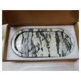 Natural Marble Vanity Tray Luxury Oval Stone Trays for Jewelry Perfume Candle, Calcutta Viola Decorative Dish for Bathroom, Bedroom, Dresser Countertop Storage Organizer for Home Decor (WH059) - Retai