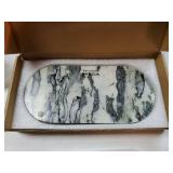 Natural Marble Vanity Tray Luxury Oval Stone Trays for Jewelry Perfume Candle, Calcutta Viola Decorative Dish for Bathroom, Bedroom, Dresser Countertop Storage Organizer for Home Decor (WH059) - Retai