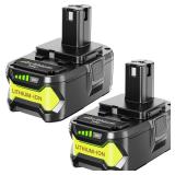 2-Pack 18v 5.0Ah Lithium lon Rapid Rechargeable Replacement Battery, Compatible with Ryobi 18v One+ Power Tools and Charger P100 P102 P103 P104 P105 P107 P108 P109 - Retail: $40