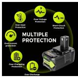 2-Pack 18v 5.0Ah Lithium lon Rapid Rechargeable Replacement Battery, Compatible with Ryobi 18v One+ Power Tools and Charger P100 P102 P103 P104 P105 P107 P108 P109 - Retail: $40