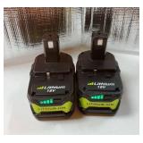 2-Pack 18v 5.0Ah Lithium lon Rapid Rechargeable Replacement Battery, Compatible with Ryobi 18v One+ Power Tools and Charger P100 P102 P103 P104 P105 P107 P108 P109 - Retail: $40