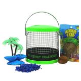 DIY Terrarium Kit, Small Hermit Crab Starter Kit with Wire Cage, Palm Tree Water Holder, Sponge, Bag of Food and Gravel, All in One Pet Supplies, Color May Vary, 4.5 Inches.  NO ACCESSORIES JUST THE C