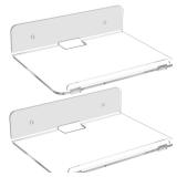 Cosmos Set of 2 Acrylic Floating Wall Shelves Hanging Shelves, Adhesive Wall Display Shelf Stand for Plant Pot, Speaker, Security Camera, Figures in Office and Home, 7.8 x 5.8 Inch (Transparent Clear)