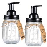 Mason Jar Foaming Soap Dispenser, Plastic Pump Rustproof Stainless Steel Lid, Waterproof Label, Rustic Farmhouse Decor Hand Soap Dispenser, Dish Soap for Bathroom, Kitchen, Bath, Black 2 Pack - Retail