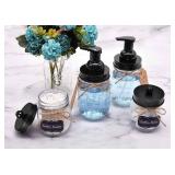 Mason Jar Foaming Soap Dispenser, Plastic Pump Rustproof Stainless Steel Lid, Waterproof Label, Rustic Farmhouse Decor Hand Soap Dispenser, Dish Soap for Bathroom, Kitchen, Bath, Black 2 Pack - Retail