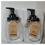 Mason Jar Foaming Soap Dispenser, Plastic Pump Rustproof Stainless Steel Lid, Waterproof Label, Rustic Farmhouse Decor Hand Soap Dispenser, Dish Soap for Bathroom, Kitchen, Bath, Black 2 Pack - Retail