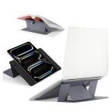 Invisible Laptop Stand for Desk, Stick-Free Tablet and Computer Stand with Dual-Angle, Foldable &Portable Laptop Riser Holder, Fits 7-11 Tablets&11-14" Laptops, Space Gray (Non-Adhesive Version) - Ret